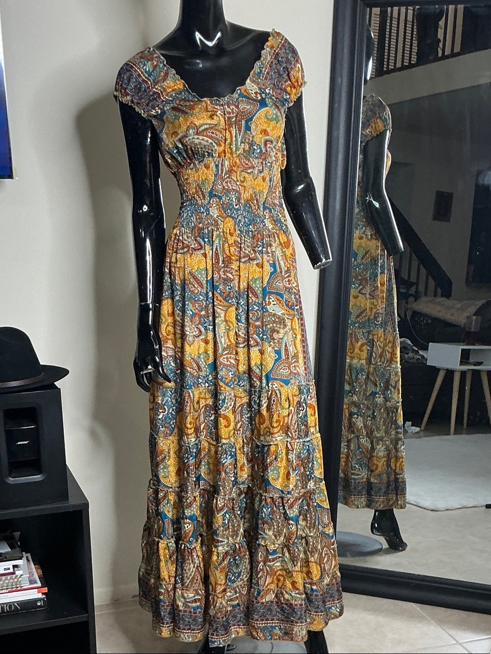 Biba Mustard & Teal Paisley Maxi Dress
